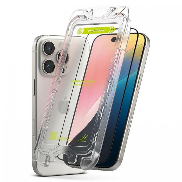 Ringke - [2-Pack] Ringke iPhone 16 Pro Max Hrdat glas Skrmskydd Easy Slide - Svart