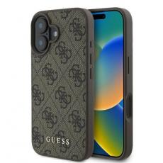 Guess - Guess iPhone 16 Plus Mobilskal 4G Metal Gold Logo - Brun