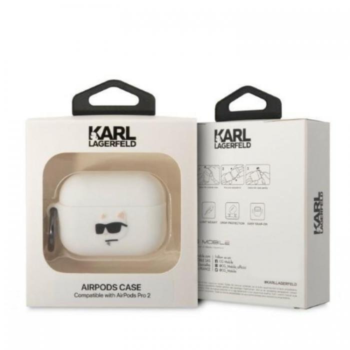 KARL LAGERFELD - Karl Lagerfeld AirPods Pro 2 Skal Silicone Choupette Head 3D - Vit