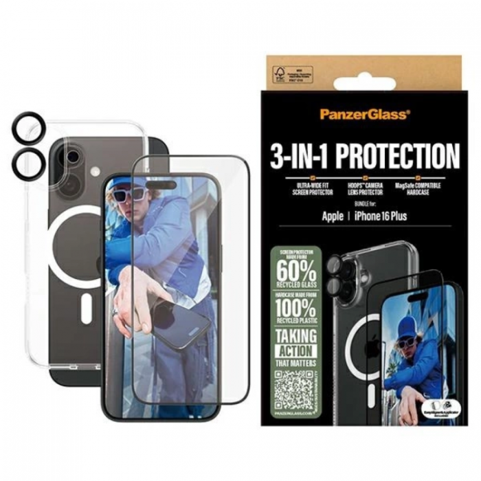 PanzerGlass - PanzerGlass 3-in-1 Skyddspaket iPhone 16 Plus