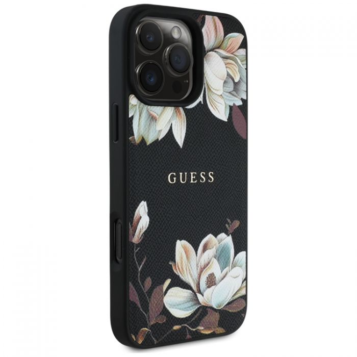 Guess - Guess iPhone 16 Pro Mobilskal Magsafe Flower Pattern - Svart