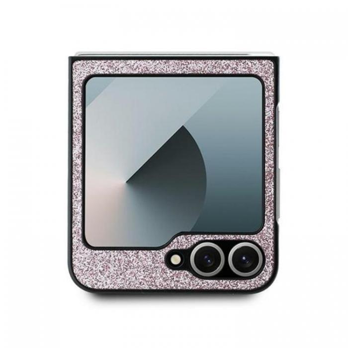 Guess - Guess Galaxy Z Flip 6 Mobilskal 4G Glitter Script - Rosa