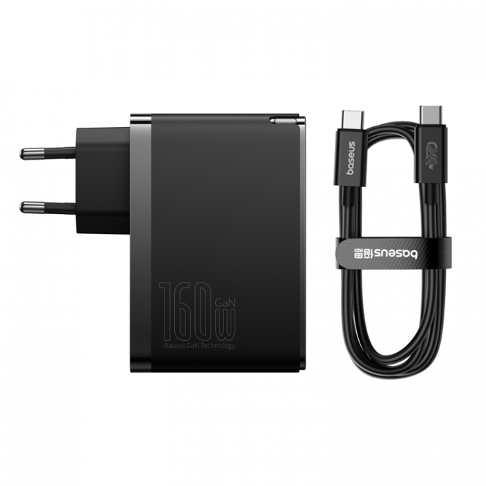 BASEUS - Baseus GaN5 Pro Vggladdare 160W 2x USB-C/USB-A + USB-C Kabel