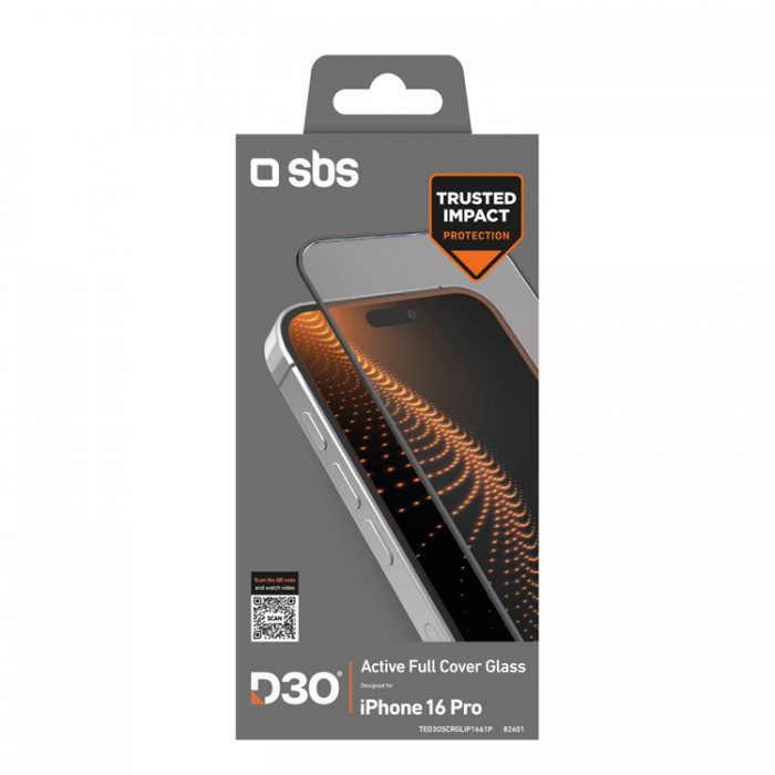 SBS - SBS iPhone 16 Pro Hrdat Glas Skrmskydd D30 - Svart