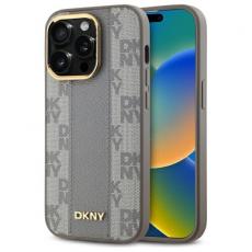 DKNY - DKNY iPhone 14 Pro Mobilskal MagSafe Läder Checkered Mono - Beige