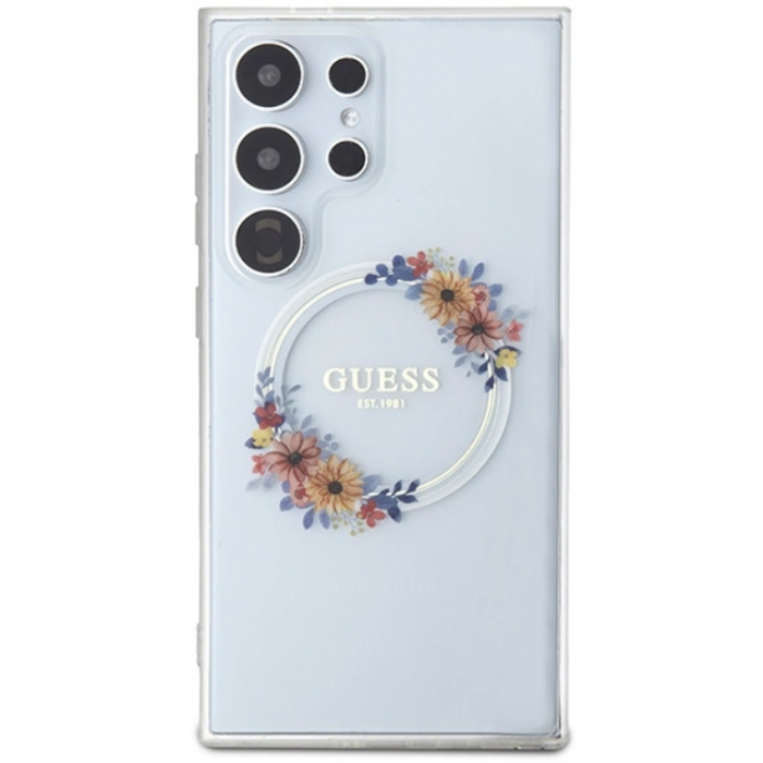 Guess - Guess Galaxy S24 Ultra Mobilskal Magsafe IML Flowers Wreath - Clear