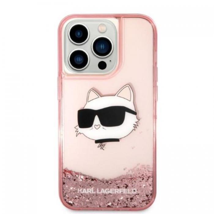 KARL LAGERFELD - Karl Lagerfeld iPhone 14 Pro Skal Glitter Choupette Head - Rosa