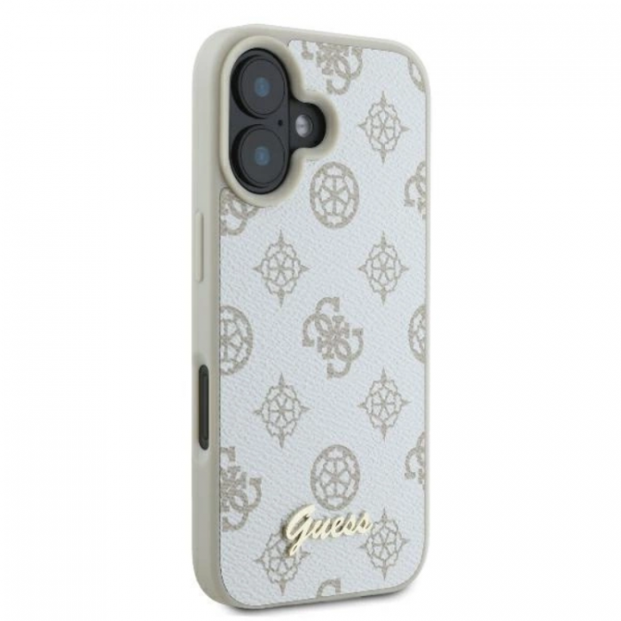 Guess - Guess iPhone 16 Mobilskal MagSafe Peony Script Logo - Vit