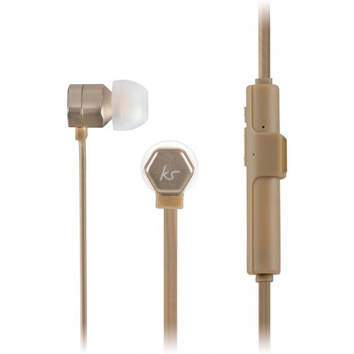 Kitsound - KITSOUND Hrlurar Hive Gunmetal In-Ear Trdls Mic - Guld