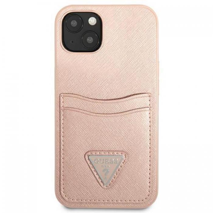 Guess - Guess iPhone Mini Skal Korthllare Saffiano Triangle Logo - Rosa