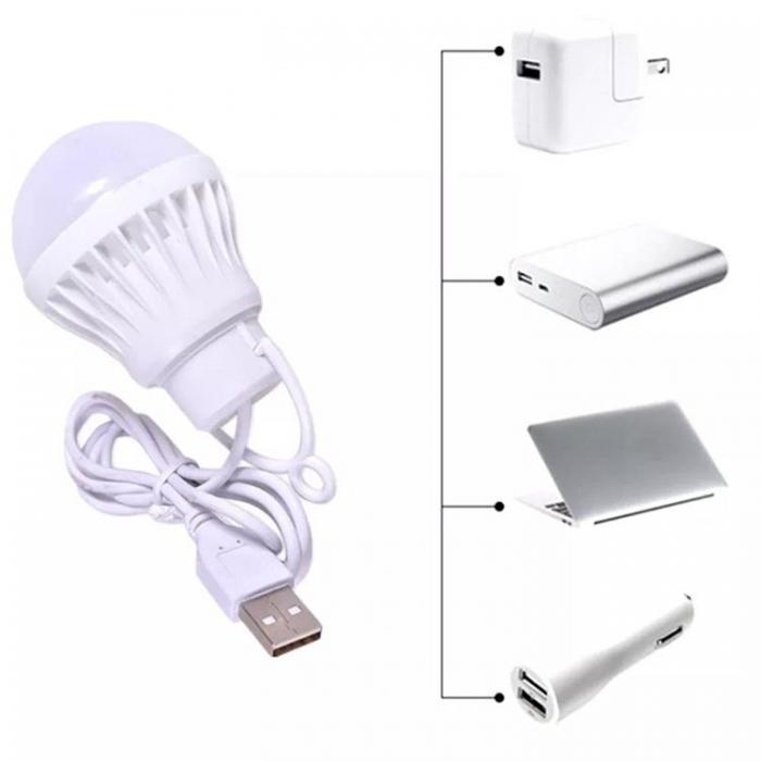 OEM - LED-lampa till USB vitt ljus 3W kabel lng 1m 200lm