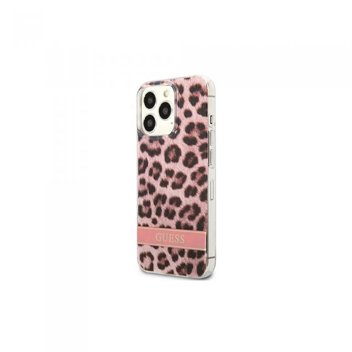 Guess - iPhone 13 Pro Skal Rosa Leopard Elektro Rand