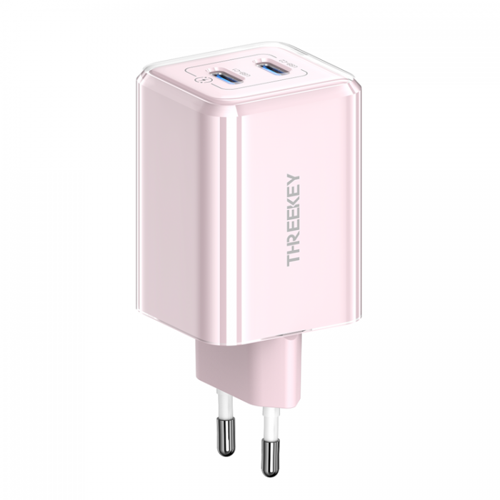 Threekey - Threekey Vggladdare 2x USB-C 35W PD - Rosa