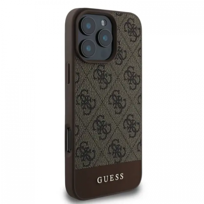 Guess - Guess iPhone 16 Pro Max Mobilskal 4G Bottom Stripe - Brun