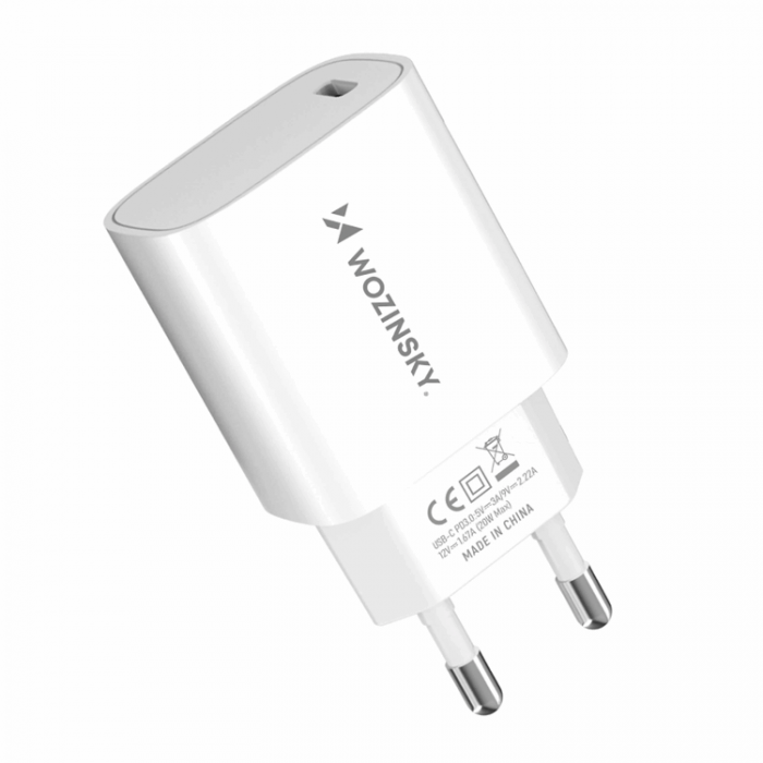 Wozinsky - Snabb Vggladdare 20W USB-C - Vit