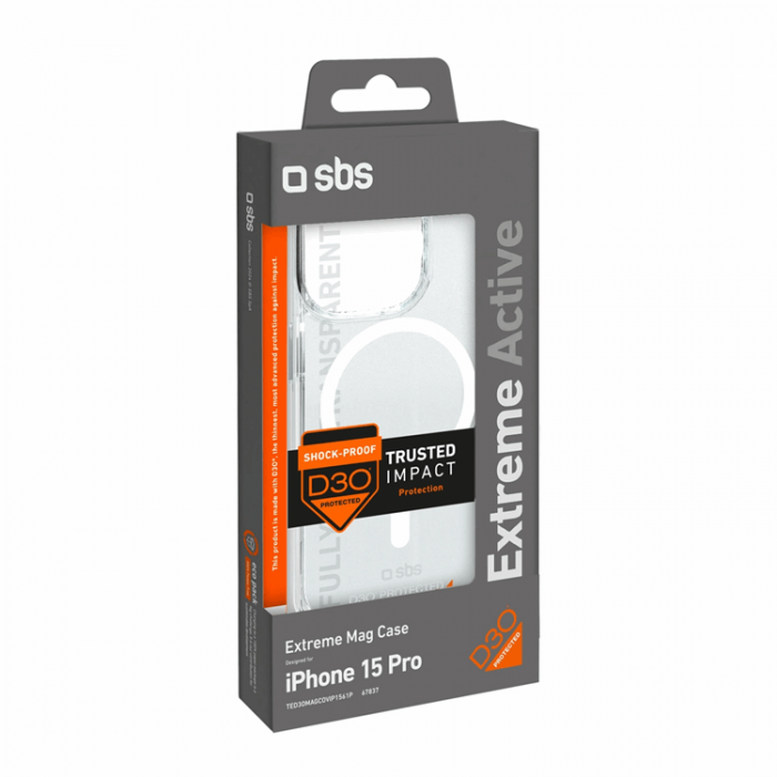 SBS - SBS iPhone 15 Pro Mobilskal Magsafe Extreme Active D3O - Transparent