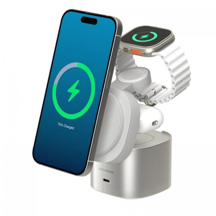 ALOGIC - Alogic Qi2 4-in-1 Trdls Laddare iPhone, Apple Watch, AirPods