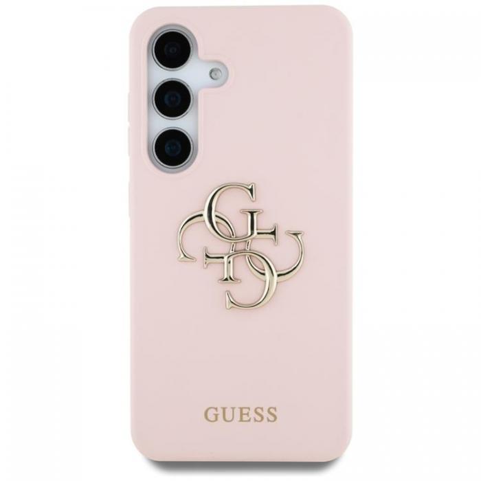 Guess - Guess Galaxy S25 Mobilskal Silikon Big 4G Bottom Script - Rosa