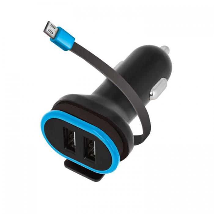 Forever - Forever Billaddare 2x USB 3A med Micro-USB Kabel 0,2m CC-02