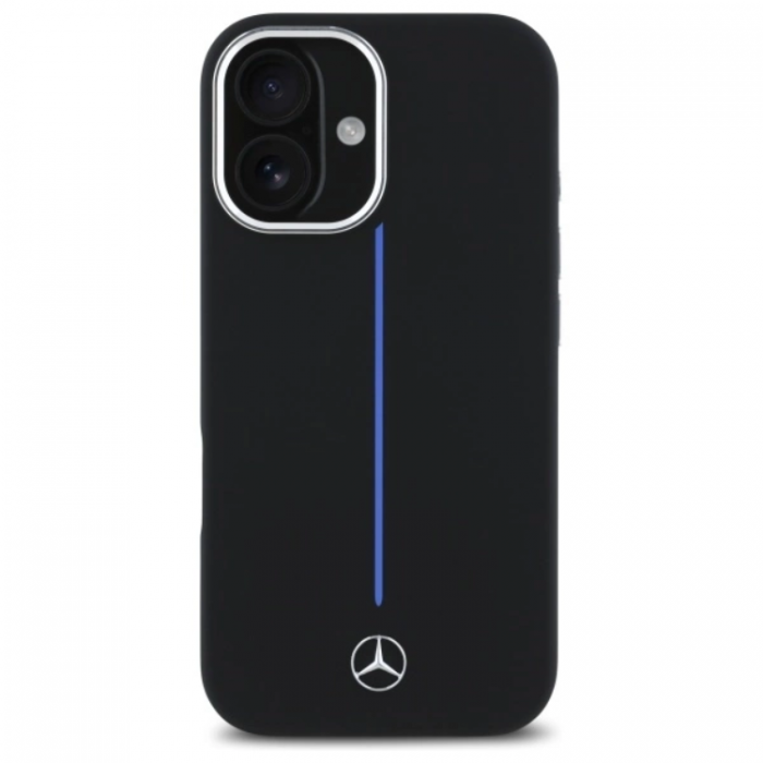 Mercedes - Mercedes iPhone 16 Mobilskal MagSafe Silikon Bl Stripe - Svart