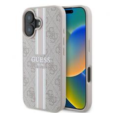 Guess - Guess iPhone 16 Mobilskal MagSafe 4G Printed Stripes - Rosa