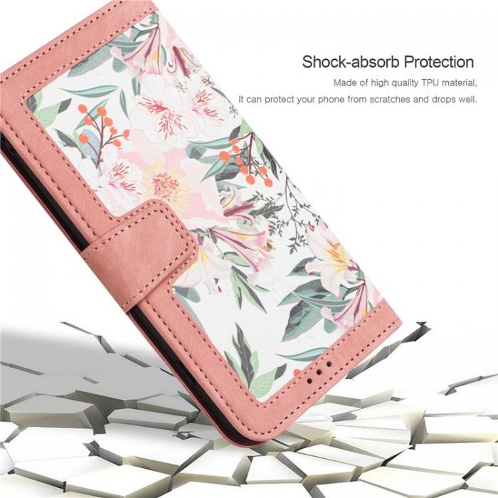 A-One Brand - iPhone 15 Pro Max Plnboksfodral Flower Pattern - Rosa