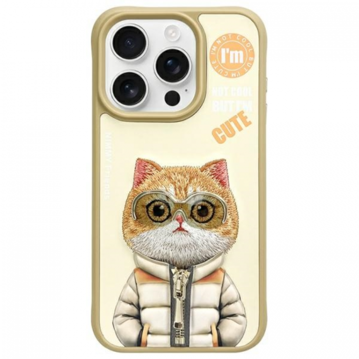 NIMMY - Nimmy iPhone 15 Pro Max Mobilskal Cool & Cute 2.0 Cat - Khaki