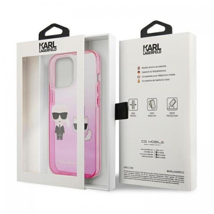 KARL LAGERFELD - Karl Lagerfeld iPhone 13 Pro Skal Gradient Ikonik Karl & Choupette - Rosa