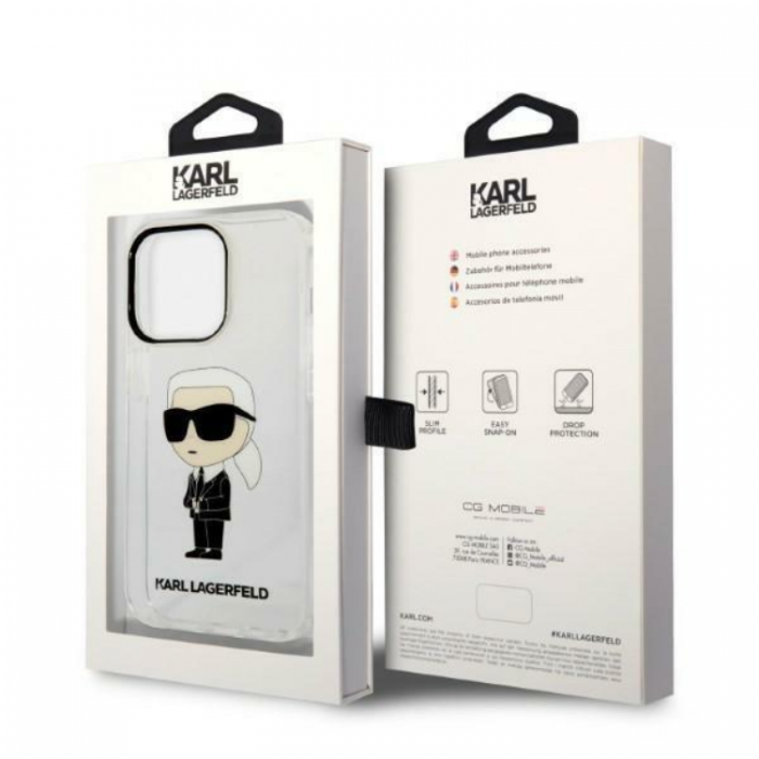 KARL LAGERFELD - Karl Lagerfeld iPhone 14 Pro Max Mobilskal Ikonik - Clear