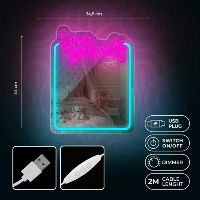 Forever Light - Forever Light Neon MIRROR LED LOVE YOURSELF FMNE01