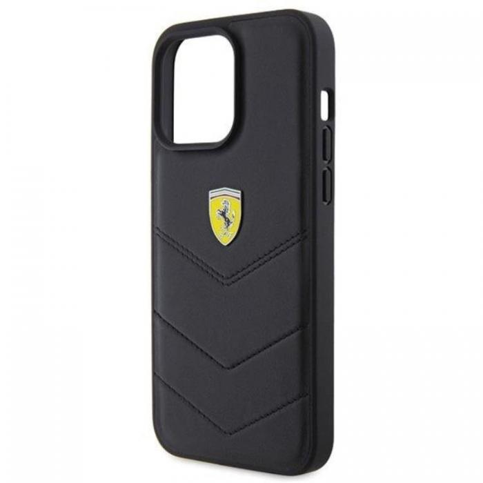 Ferrari - Ferrari iPhone 15 Pro Max Mobilskal Quilted Metal Logo - Svart