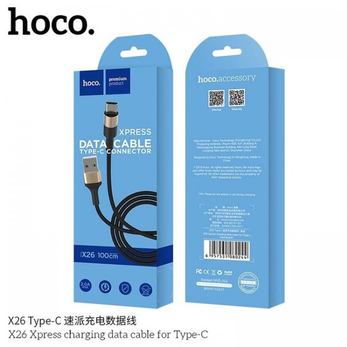 Hoco - Hoco Xpress USB-C till USB-A kabel 1m - Svart Guld