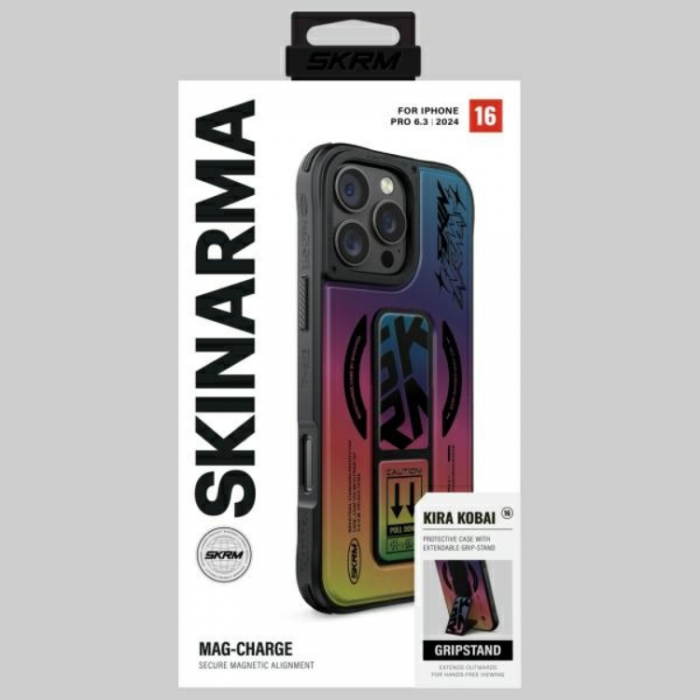 Skinarma - Skinarma iPhone 16 Pro Mobilskal MagSafe Magnetic Grip Stativ- Hologram