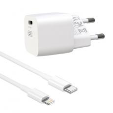 XO - XO Väggladdare 20W 1xUSB-C + Lightning Kabel CE01B - Vit