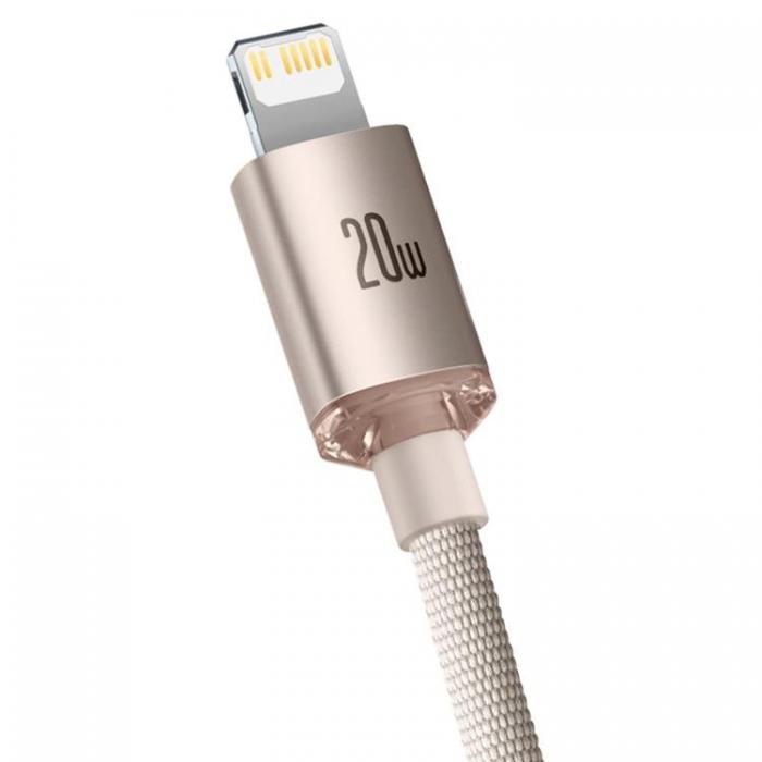 BASEUS - Baseus USB-C Till Lightning Kabel 20W 2m Crystal Shine - Rosa