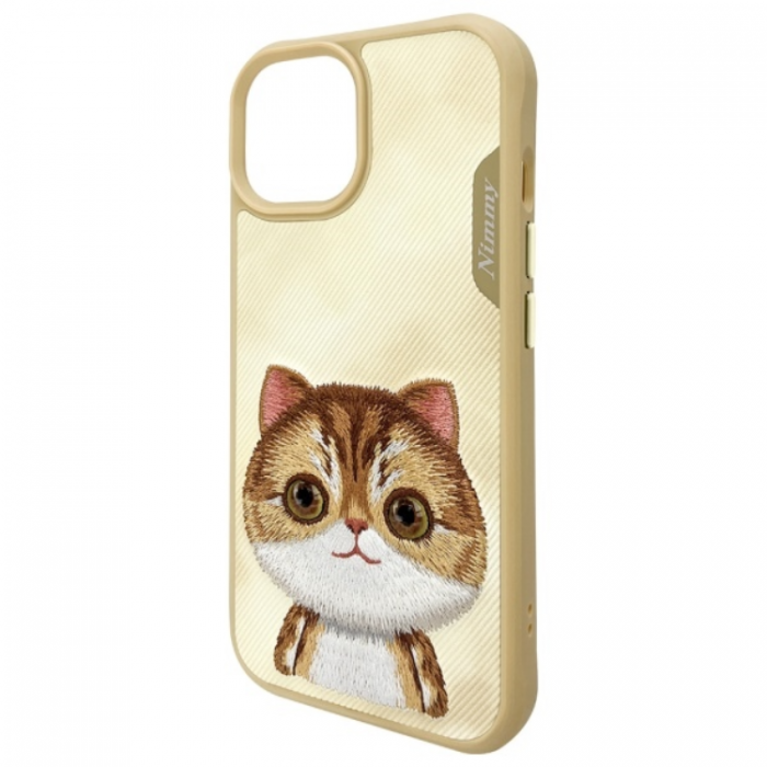 NIMMY - Nimmy iPhone 15 Mobilskal Big Eyed Pet 2.0 Cat - Khaki