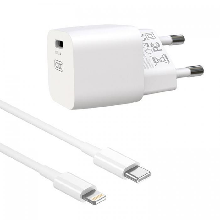 XO - XO Vggladdare 20W 1xUSB-C + Lightning Kabel CE01B - Vit