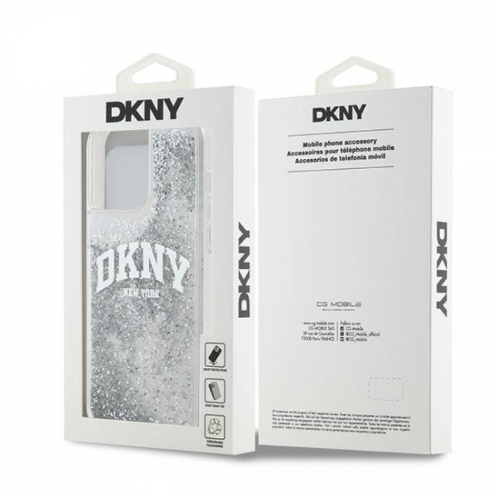 DKNY - DKNY iPhone 15 Pro Max Mobilskal Liquid Glitter Big Logo - Vit