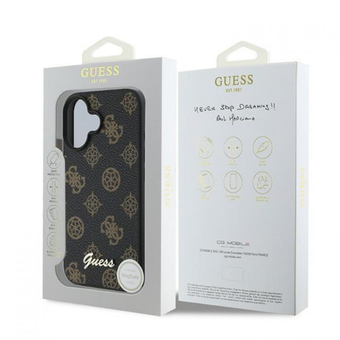 Guess - Guess iPhone 16 Plus Mobilskal Magsafe Peony Script - Svart