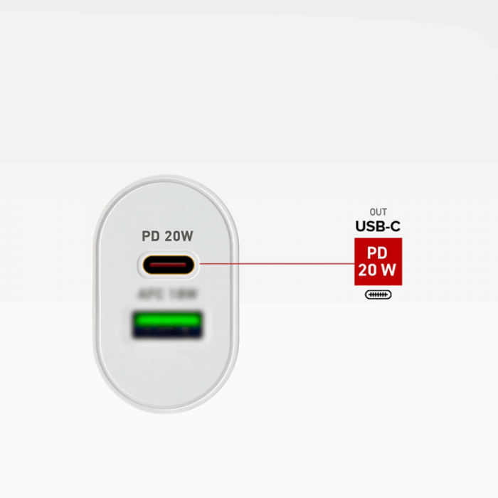 SBS - SBS Snabbladdare 20W USB-A USB-C med PD - Vit