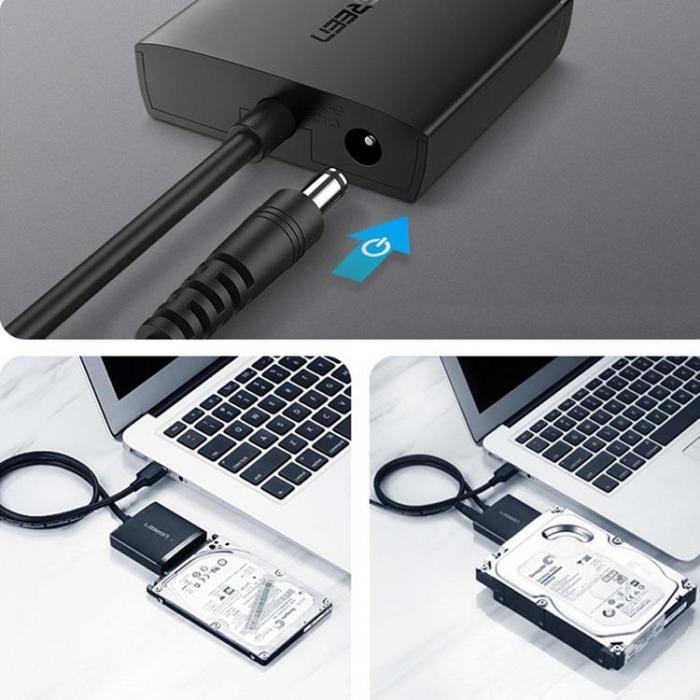 Ugreen - Ugreen USB 3.0 Adapter Fr 2.5''/3.5'' SATA Disk - Svart