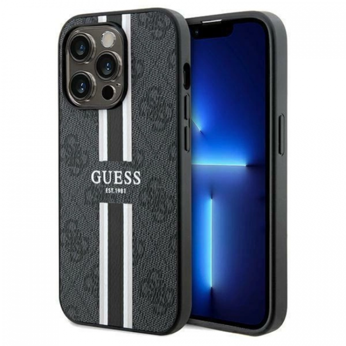 Guess - Guess iPhone 15 Pro Max Mobilskal Magsafe Stripes - Svart