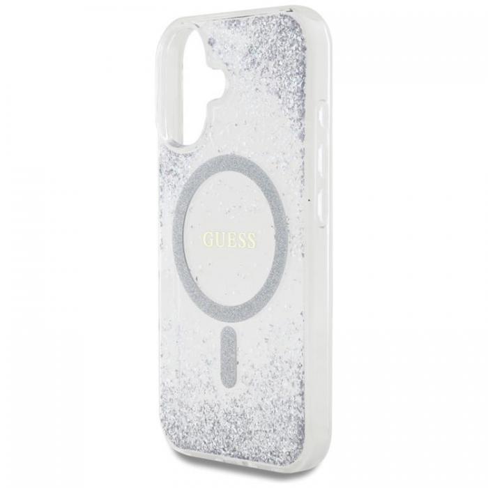 Guess - Guess iPhone 16 Mobilskal MagSafe HC Resin Bottom Glitter - Silver