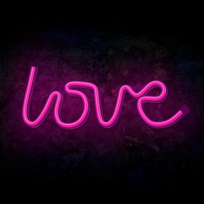 Forever Light - Forever Light LED Neon LOVE Bat FLNE05 + USB - Rosa