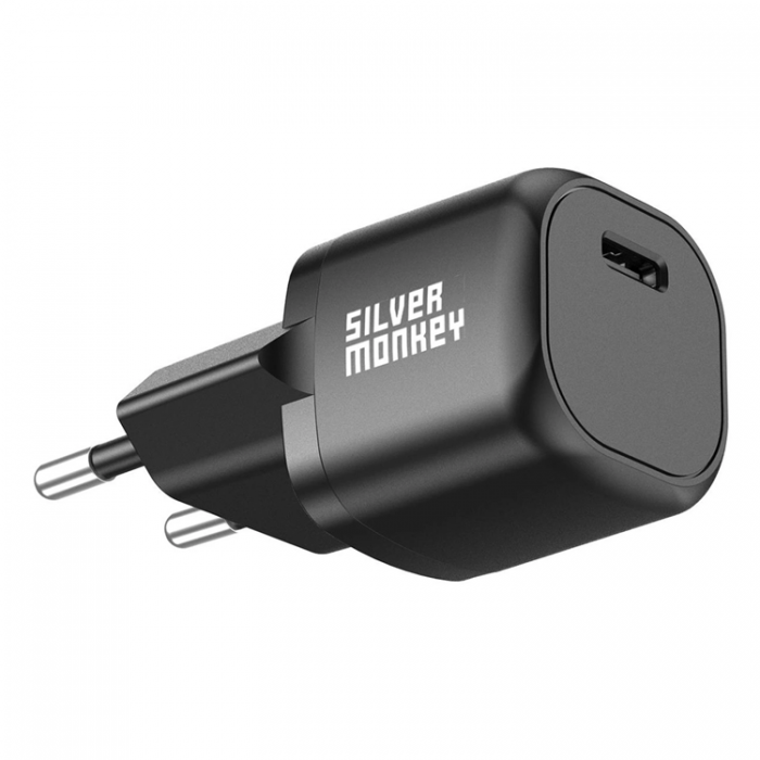 Silver Monkey - Silver Monkey Mini Vggladdare USB-C 20W PD - Svart