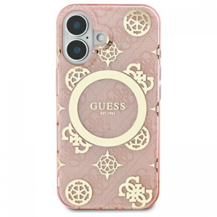 Guess - Guess iPhone 16 Mobilskal MagSafe IML Peony On 4G Background