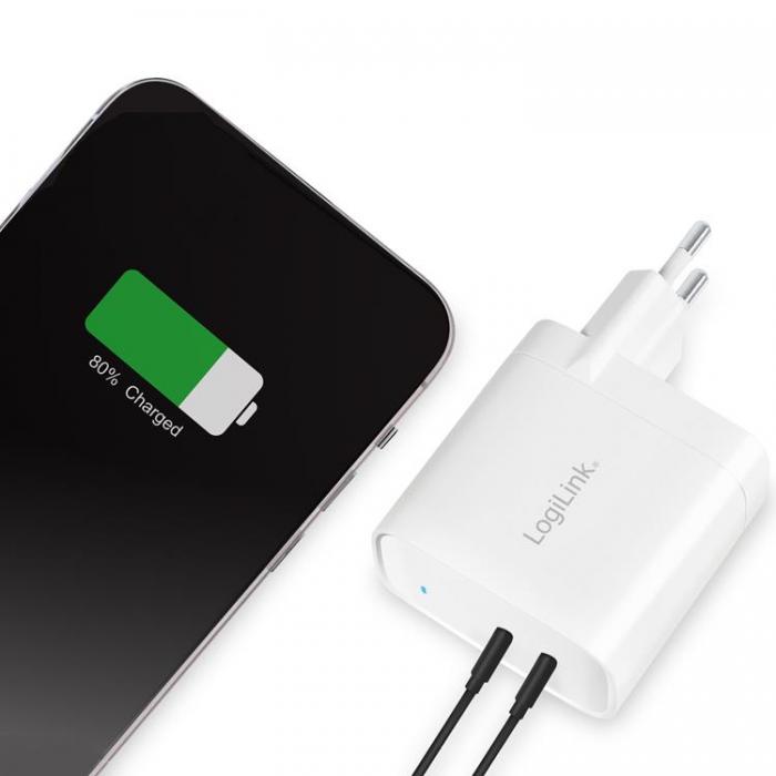 LogiLink - LOGILINK PD USB-Vggladdare 2 x USB-C 65W GaN