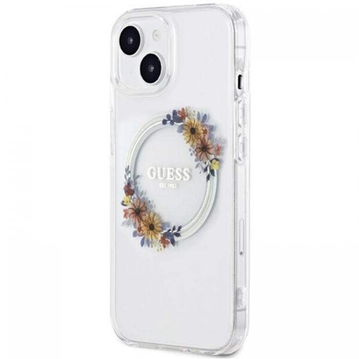 Guess - Guess iPhone 15 Mobilskal Magsafe IML Flowers Wreatch