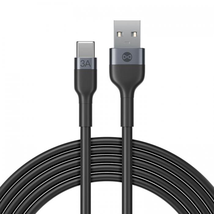 Forever - Forever Flexible USB-C till USB-A kabel 1m 3A - Svart