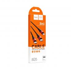 Hoco - HOCO 3in1 kabel iPhone Lightning 8-pin + microUSB + USB-C 1m